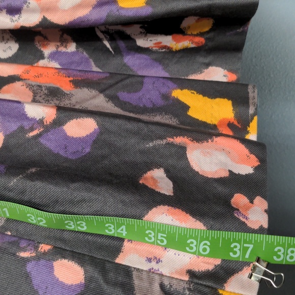 sz 6 Grey floral tea length dress sleeveless pockets fully lined hidden zipper - Picture 12 of 13